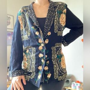 Vintage Carole Little Petites Roses Blouse